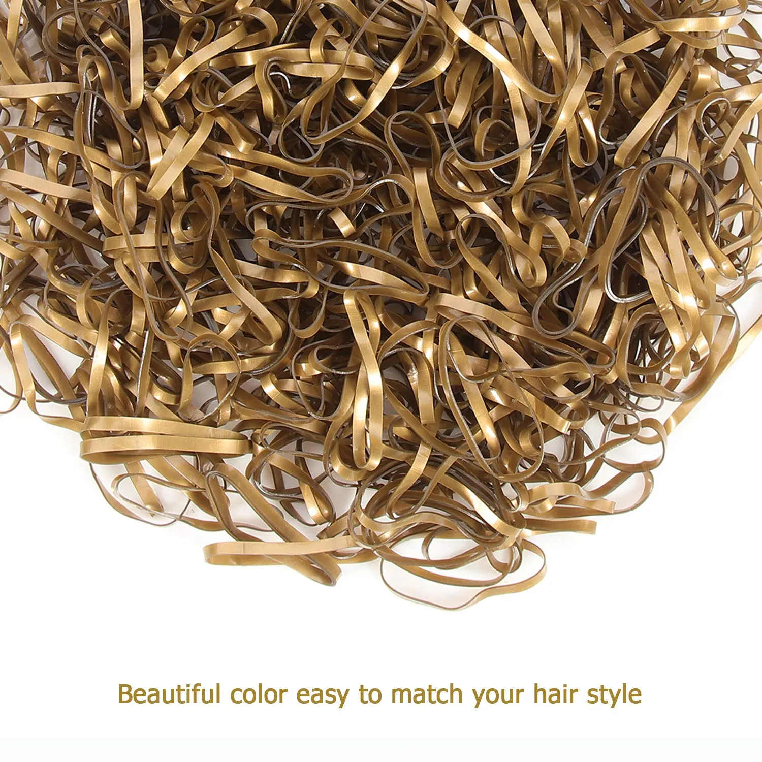 Hoyols Hair Bands Hair Ties Elastic Rubber Bands Ponytail Mini Soft for Women Girl 1000 Piece Pack Golden Color (Gold Metal)