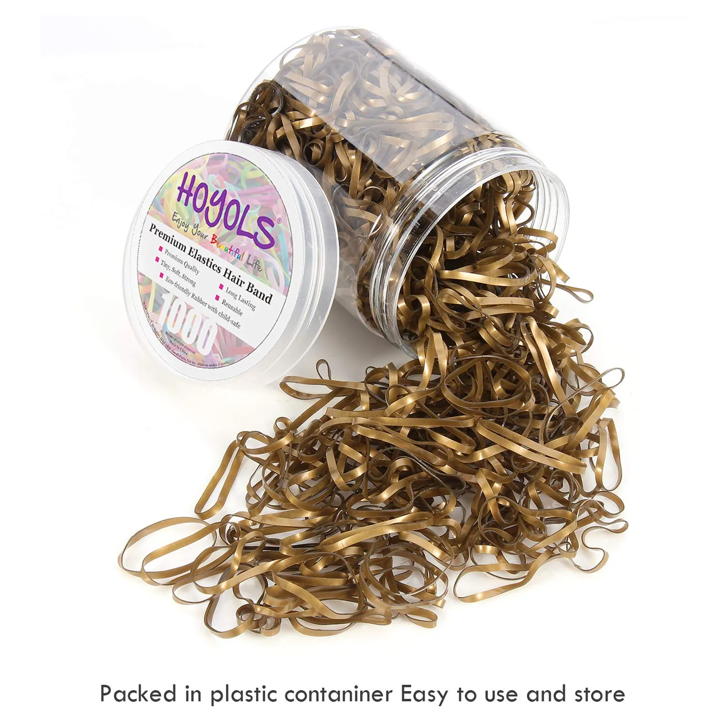 Hoyols Hair Bands Hair Ties Elastic Rubber Bands Ponytail Mini Soft for Women Girl 1000 Piece Pack Golden Color (Gold Metal)