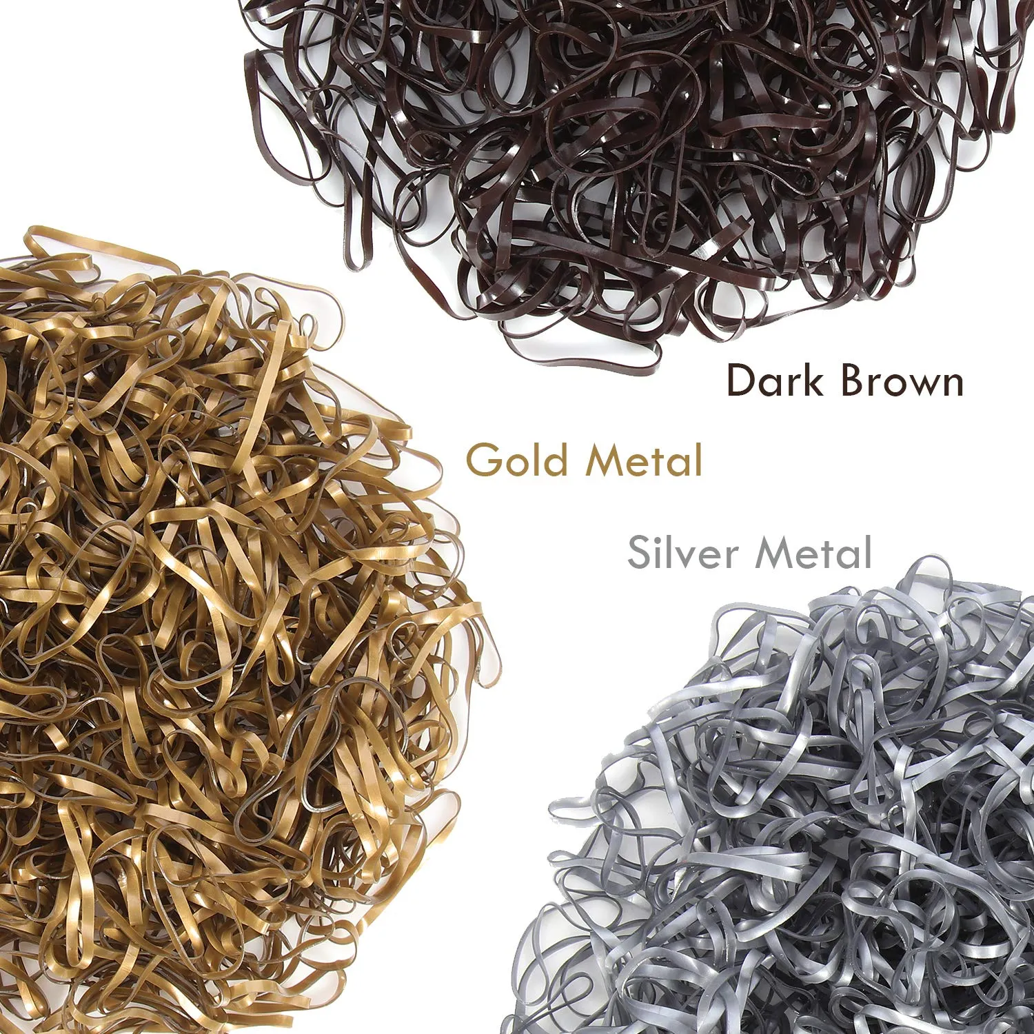 Hoyols Hair Ties Elastic Rubber Bands Ties for Ponytail Braid Holder for Kids Girl Women Brown Silver Gold Color 1000 Piece (6 Mixed Ladies Color)