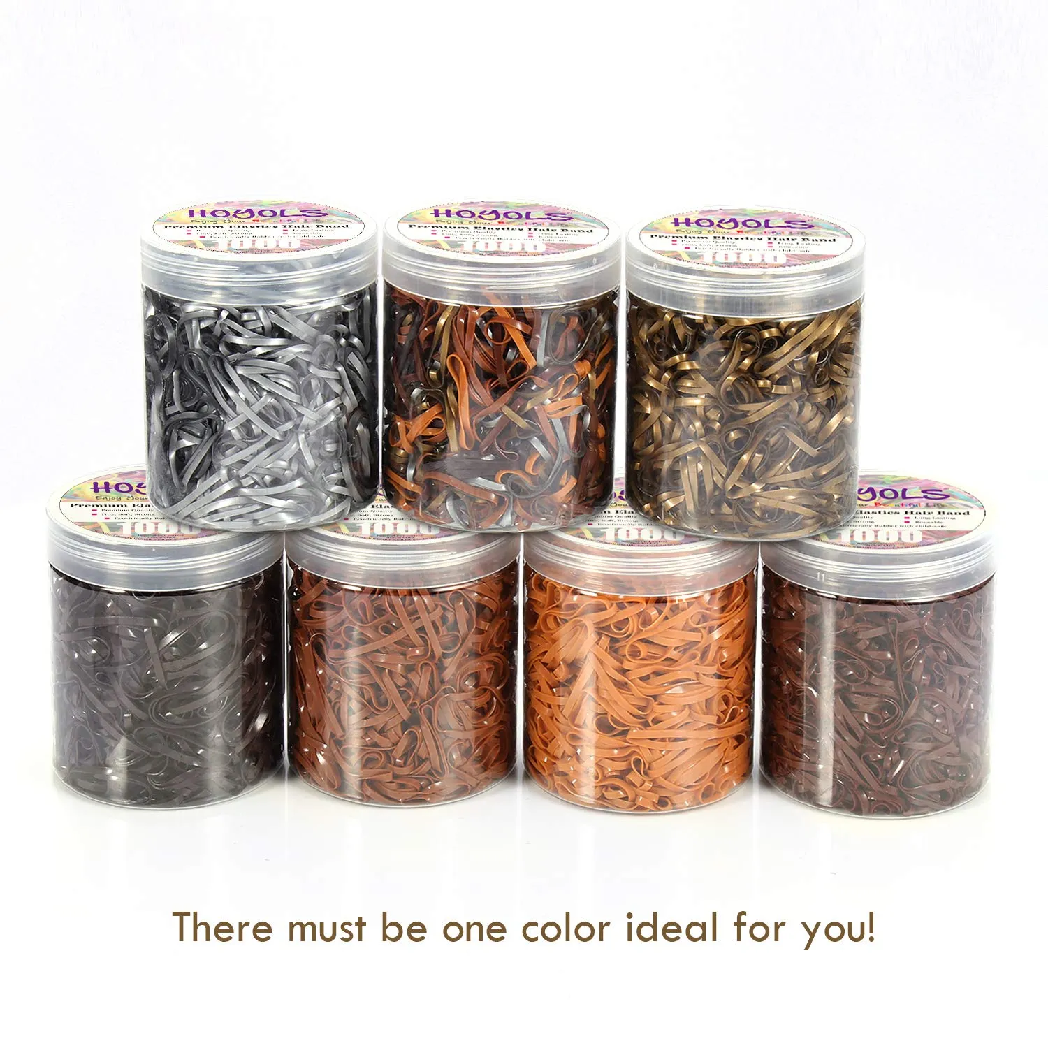 Hoyols Hair Ties Elastic Rubber Bands Ties for Ponytail Braid Holder for Kids Girl Women Brown Silver Gold Color 1000 Piece (6 Mixed Ladies Color)