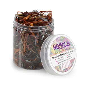 Hoyols Hair Ties Elastic Rubber Bands Ties for Ponytail Braid Holder for Kids Girl Women Brown Silver Gold Color 1000 Piece (6 Mixed Ladies Color)