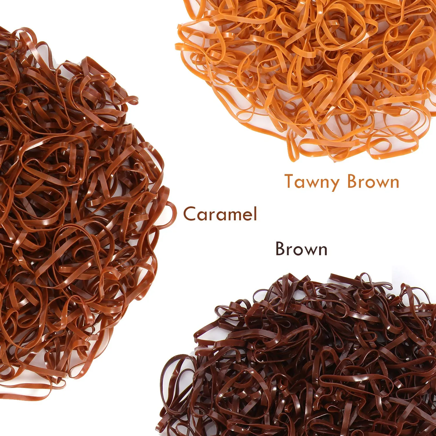 Hoyols Hair Ties Elastic Rubber Bands Ties for Ponytail Braid Holder for Kids Girl Women Brown Silver Gold Color 1000 Piece (6 Mixed Ladies Color)
