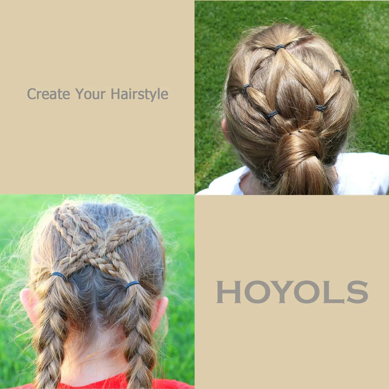 Hoyols Hair Ties Elastic Rubber Bands Ties for Ponytail Braid Holder for Kids Girl Women Brown Silver Gold Color 1000 Piece (6 Mixed Ladies Color)