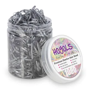 Hoyols Rubber Hair Ties Elastic Bands Ponytail Polyband Ties for Kids Women Girl 1000 Piece Pack (Silver Metal)