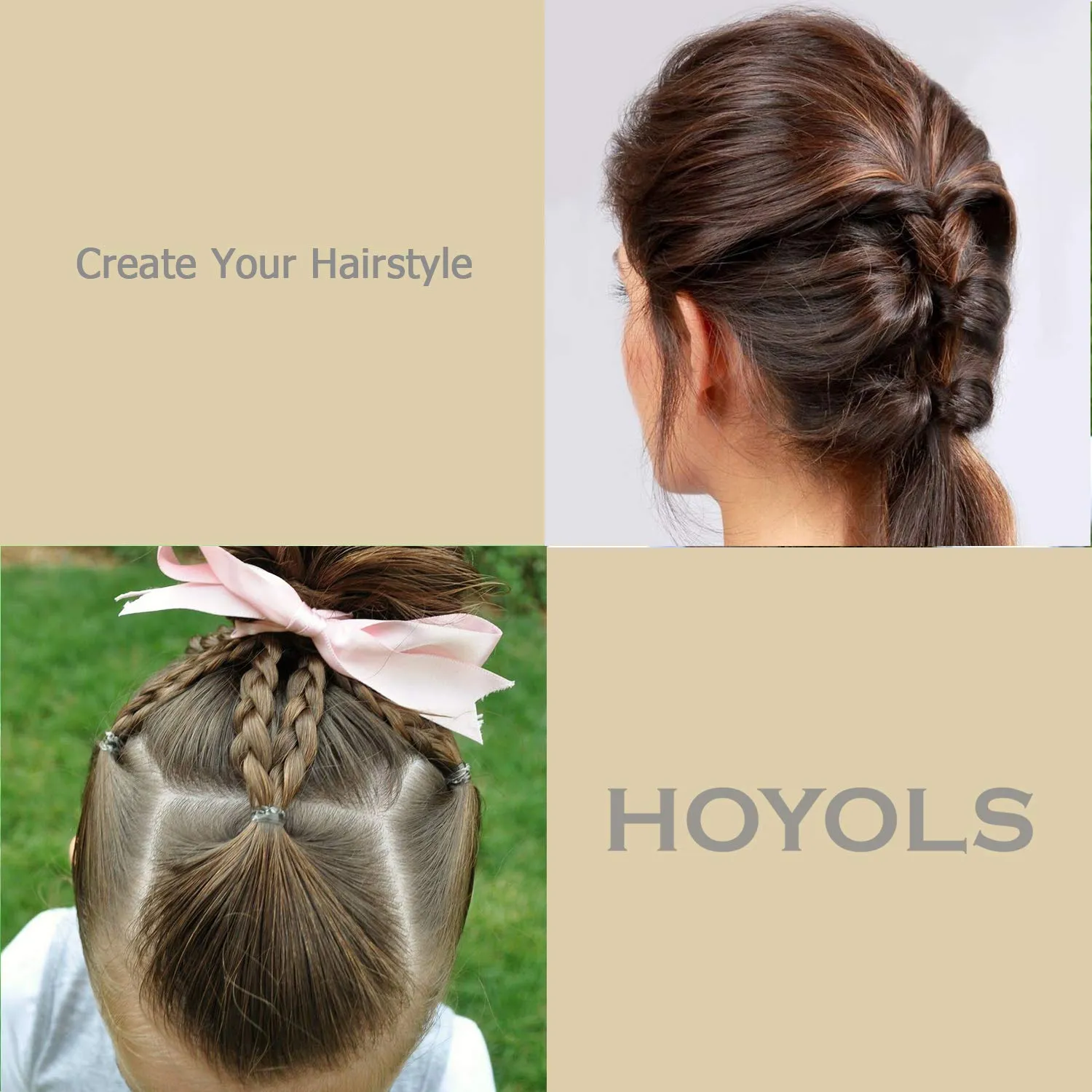Hoyols Rubber Hair Ties Elastic Bands Ponytail Polyband Ties for Kids Women Girl 1000 Piece Pack (Silver Metal)