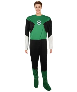 HPO Adult Men's Comic Movie Green & Black Pilot Superhero Costume I Suitable for Halloween I Flame-retardant Synthetic Fabric