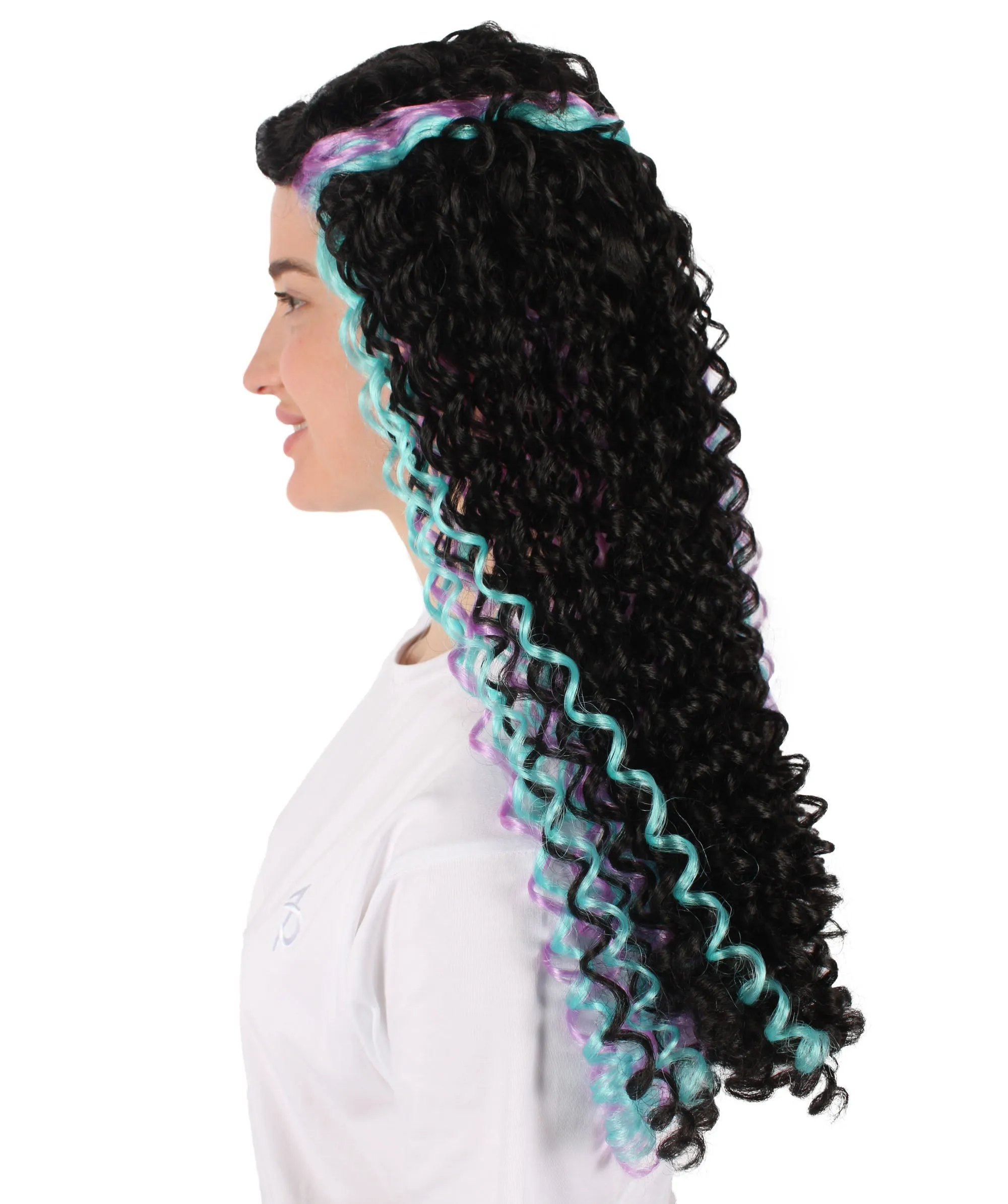HPO Adult Women's Black Crochet Braid Full Locs Wig, Perfect for Halloween, Flame-retardant Synthetic Fiber