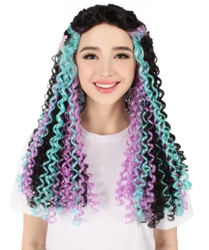 HPO Adult Women's Black Crochet Braid Full Locs Wig, Perfect for Halloween, Flame-retardant Synthetic Fiber
