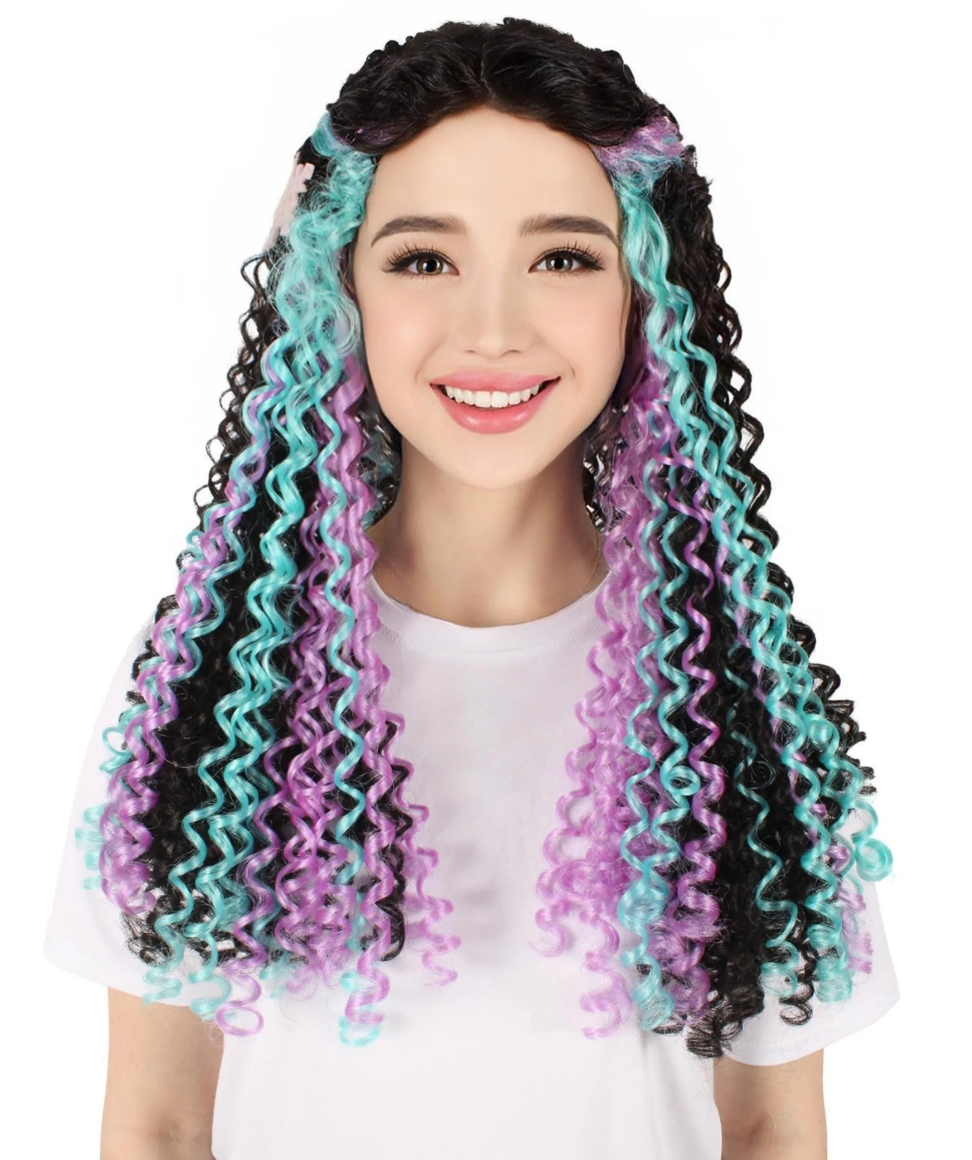 HPO Adult Women's Black Crochet Braid Full Locs Wig, Perfect for Halloween, Flame-retardant Synthetic Fiber