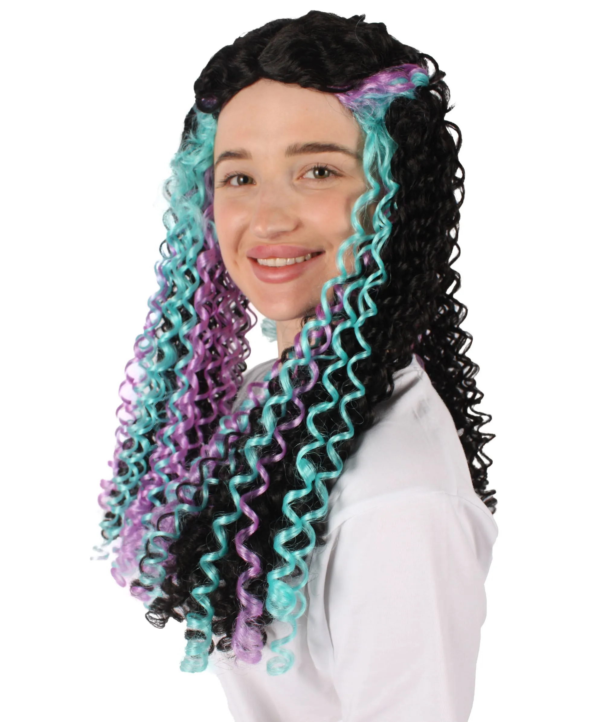 HPO Adult Women's Black Crochet Braid Full Locs Wig, Perfect for Halloween, Flame-retardant Synthetic Fiber
