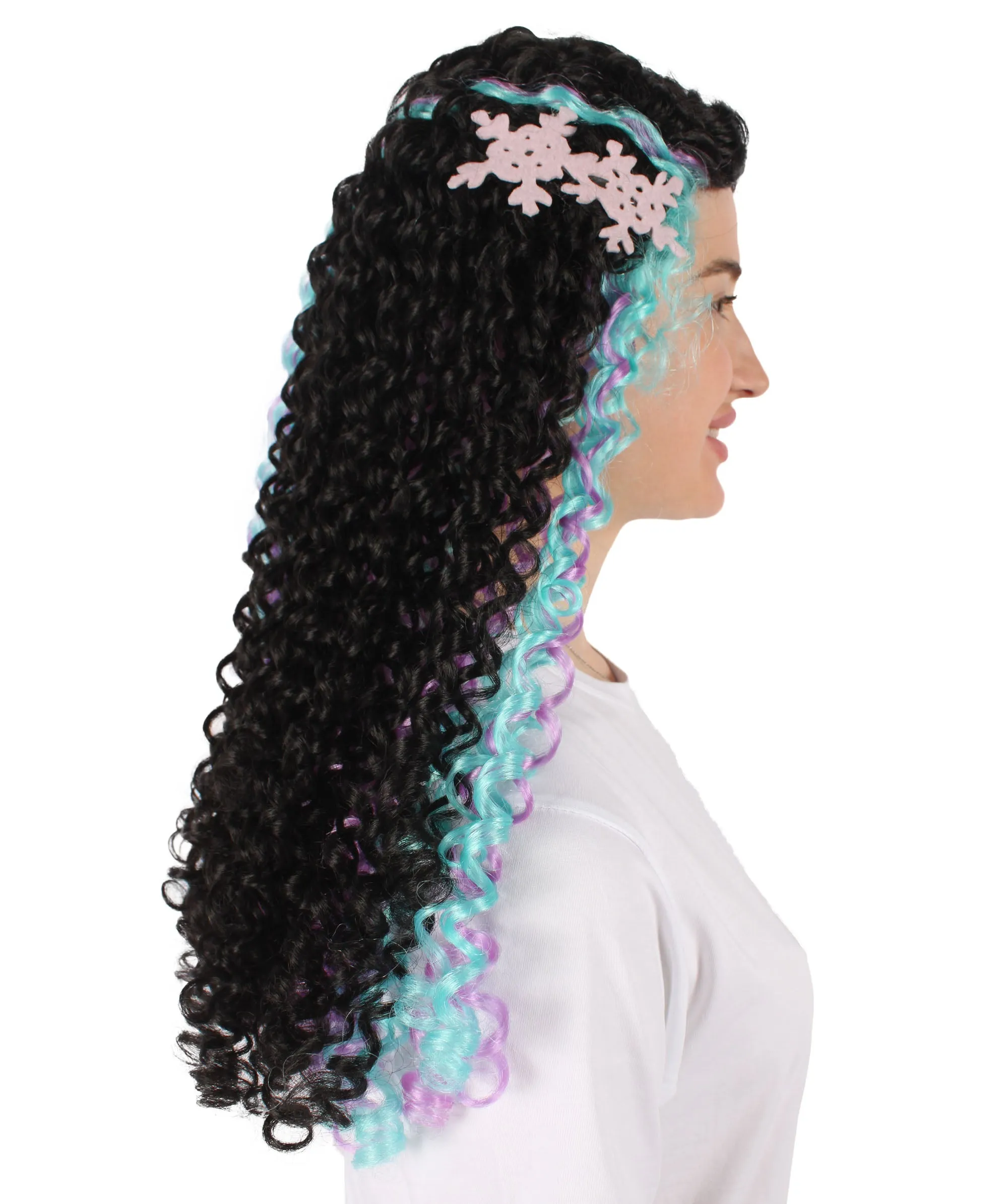 HPO Adult Women's Black Crochet Braid Full Locs Wig, Perfect for Halloween, Flame-retardant Synthetic Fiber