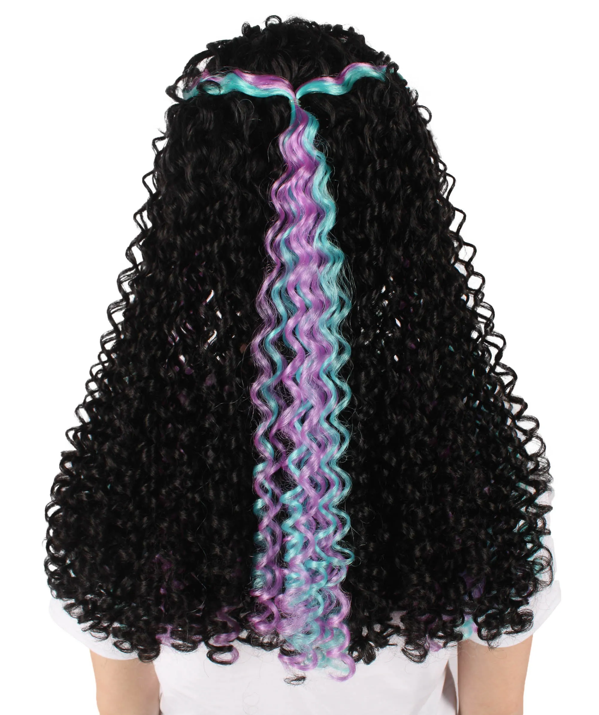 HPO Adult Women's Black Crochet Braid Full Locs Wig, Perfect for Halloween, Flame-retardant Synthetic Fiber