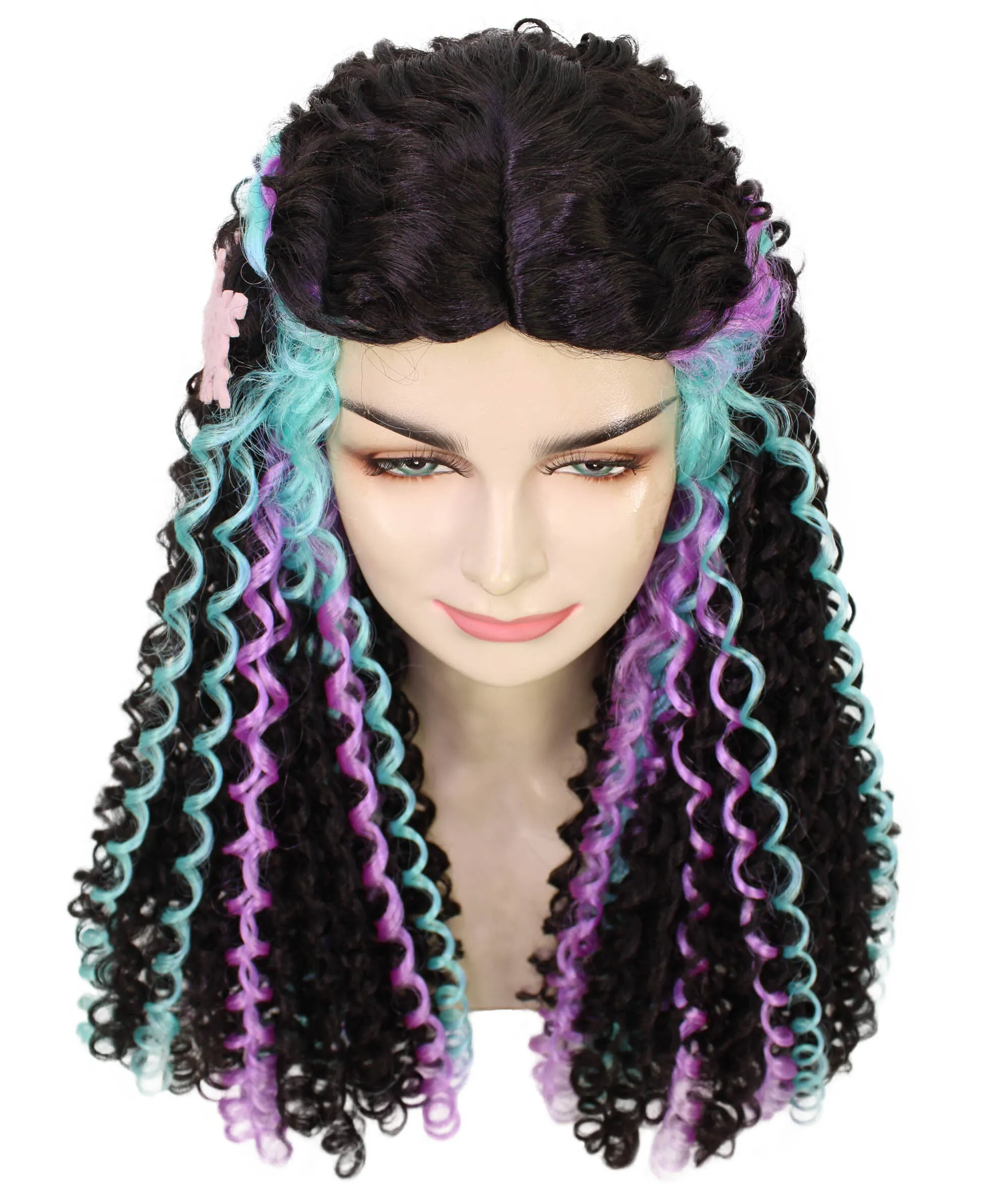 HPO Adult Women's Black Crochet Braid Full Locs Wig, Perfect for Halloween, Flame-retardant Synthetic Fiber