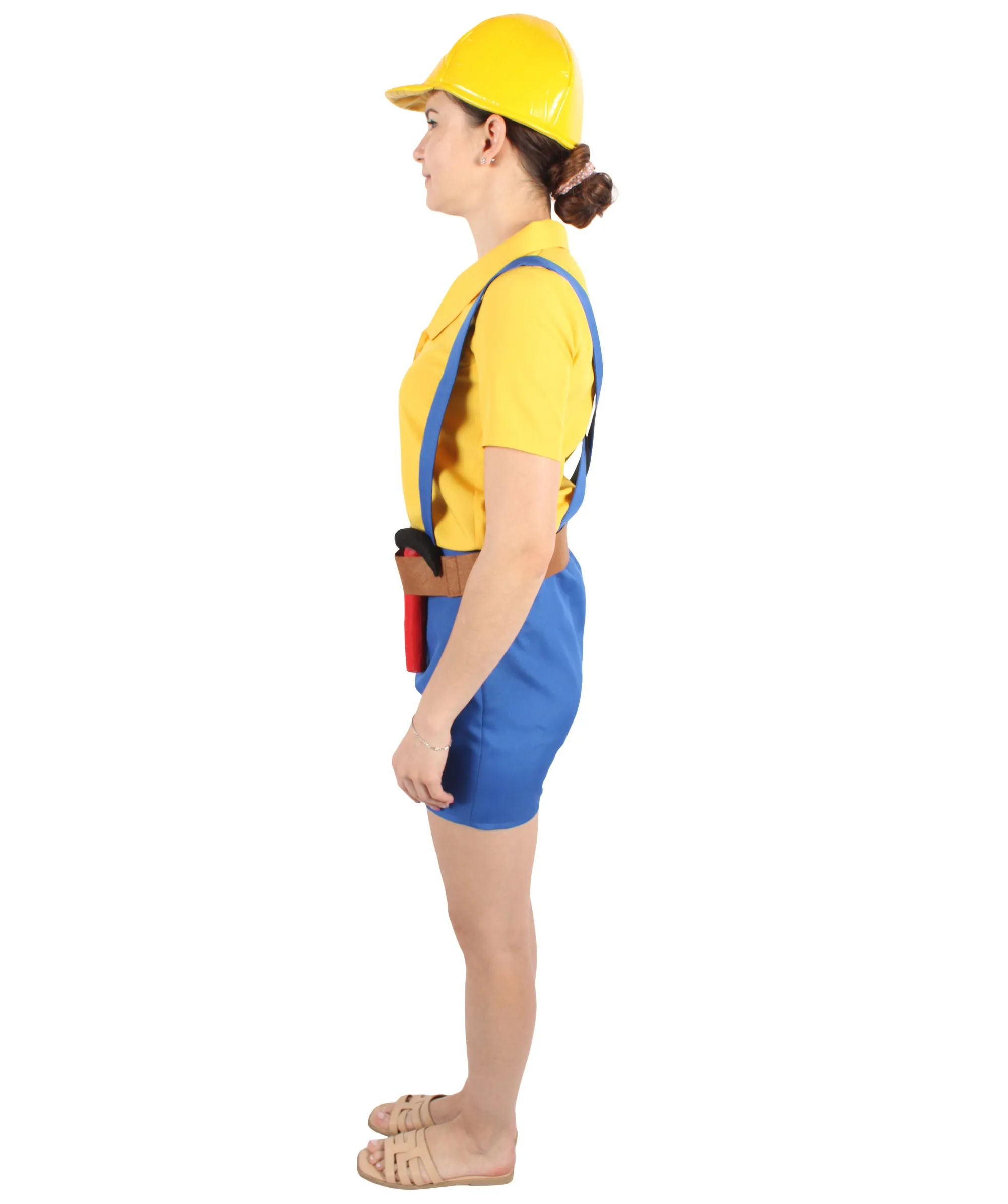 HPO Adult Women's Cartoon Character Builder Costume| Perfect for Halloween| Flame-retardant Synthetic Fabric