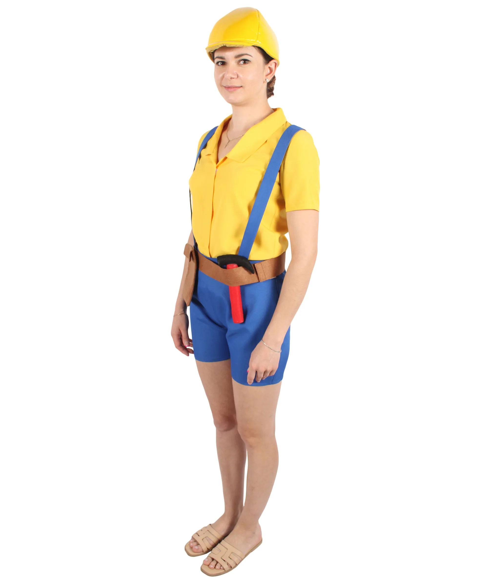 HPO Adult Women's Cartoon Character Builder Costume| Perfect for Halloween| Flame-retardant Synthetic Fabric