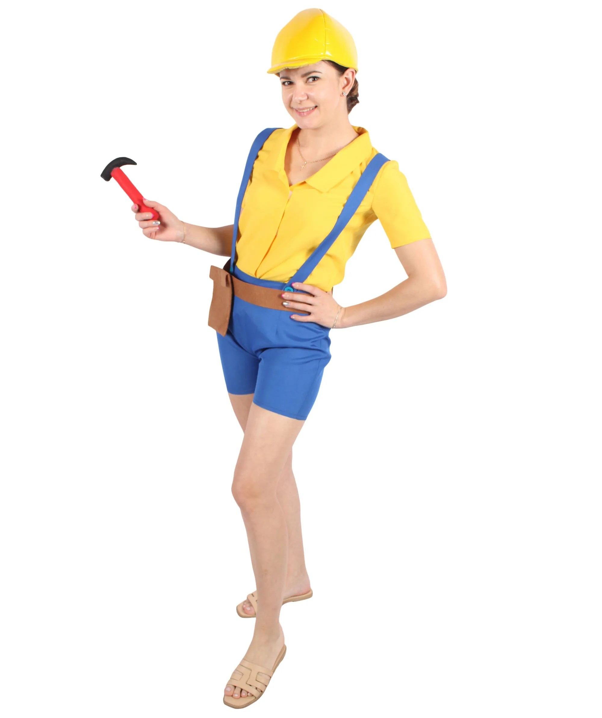 HPO Adult Women's Cartoon Character Builder Costume| Perfect for Halloween| Flame-retardant Synthetic Fabric