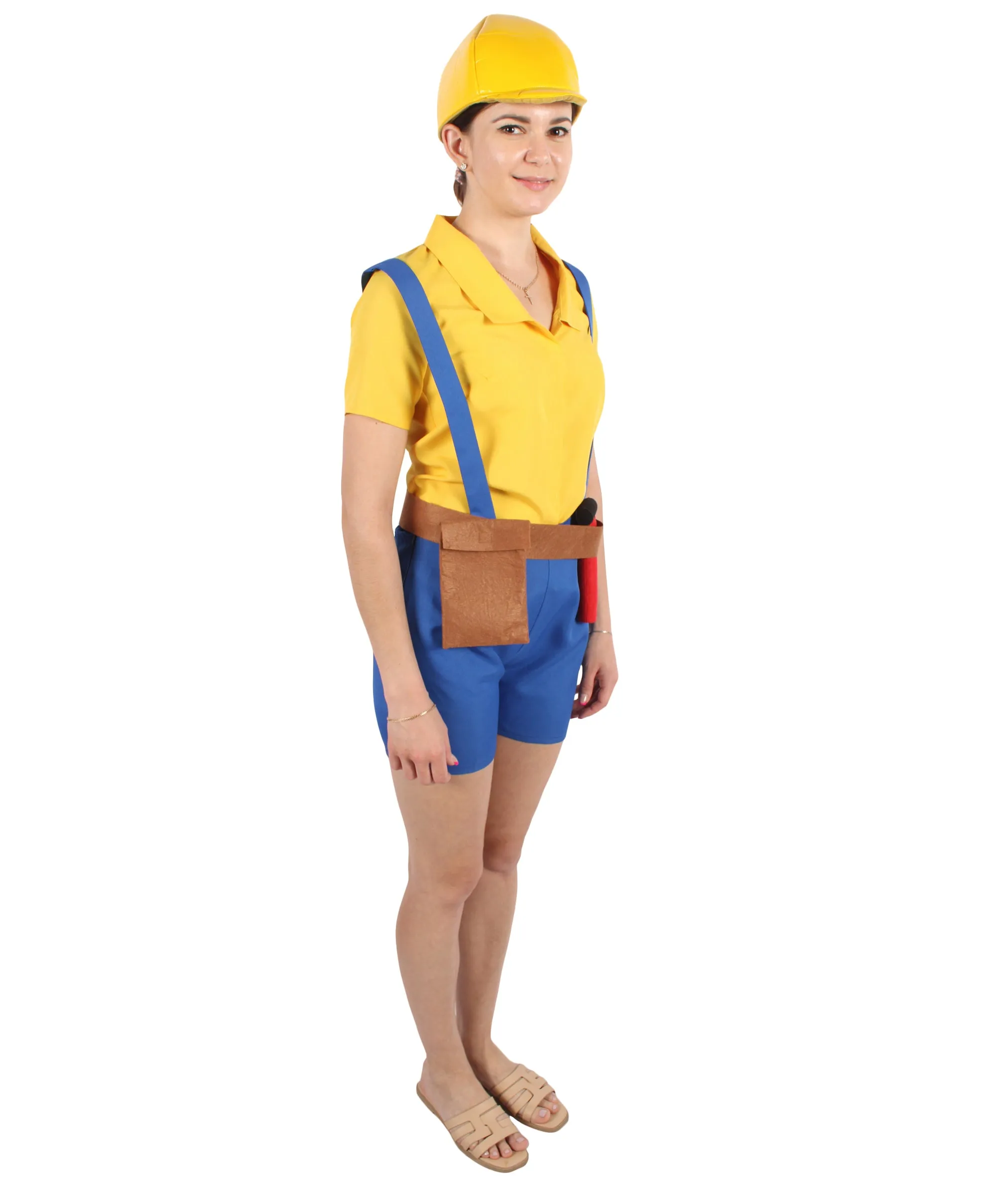 HPO Adult Women's Cartoon Character Builder Costume| Perfect for Halloween| Flame-retardant Synthetic Fabric