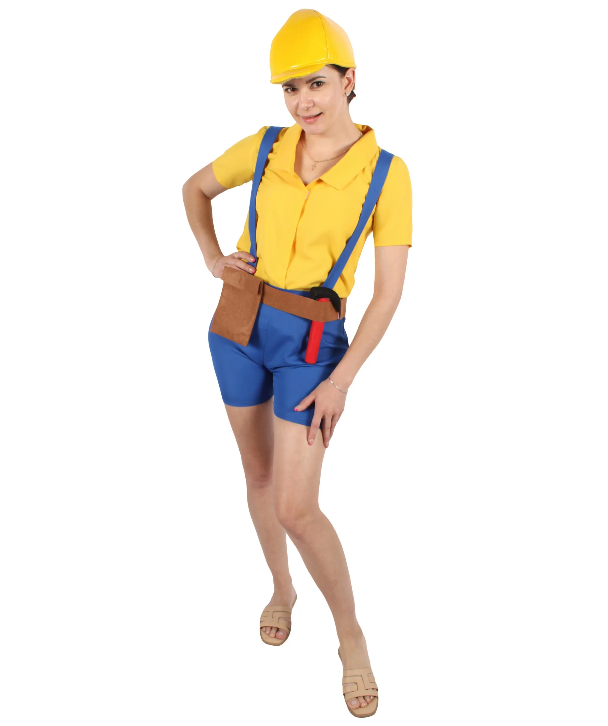 HPO Adult Women's Cartoon Character Builder Costume| Perfect for Halloween| Flame-retardant Synthetic Fabric
