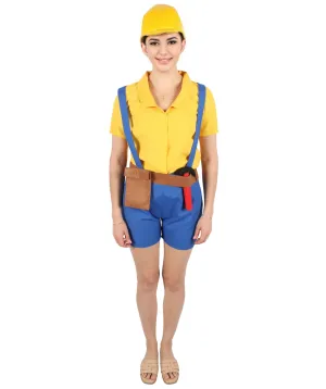HPO Adult Women's Cartoon Character Builder Costume| Perfect for Halloween| Flame-retardant Synthetic Fabric