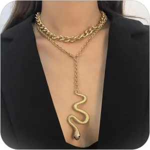 HUASAI Snake Necklace for Women Gothic Necklace Serpent Pendant Necklace Vintage Halloween Jewelry