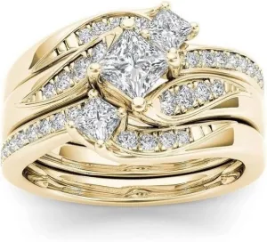iLH Sterling Silver Rings Womens Diamond Engagement Wedding Bands Jewelry Gift Cubic Zirconia Shiny Statement Rings