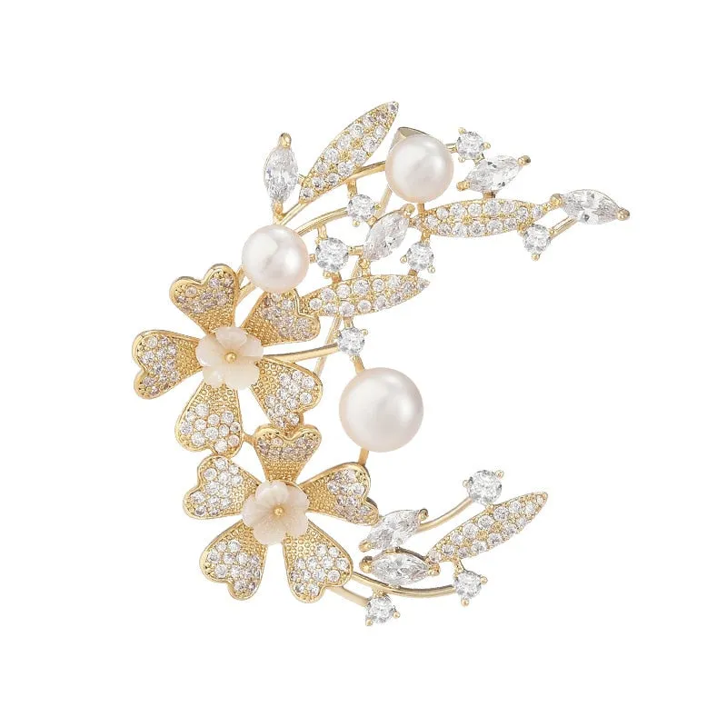 Imitation Pearl Wreath Brooch Suit Coat Pin Elegant Versatile Accessories New Year Gift