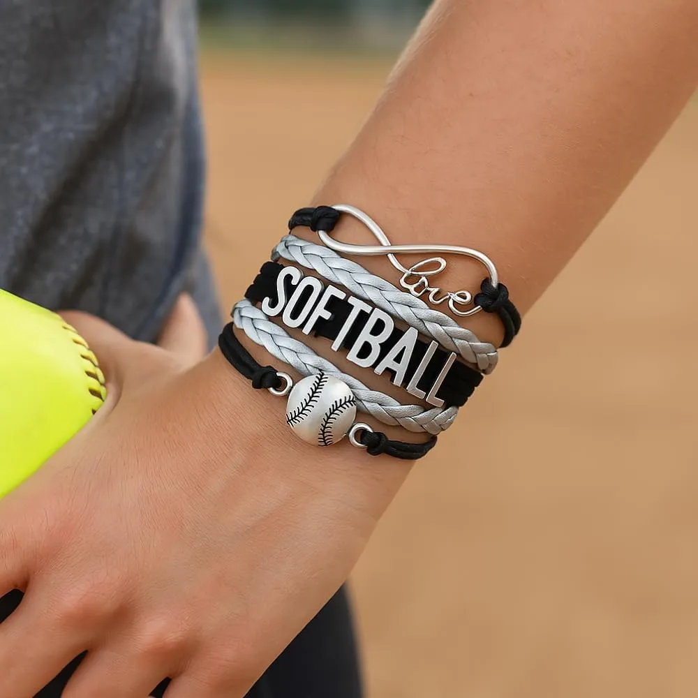 Infinity Charm Bracelet - Adjustable Softball Jewelry for Players, Teams and Coaches Gifts