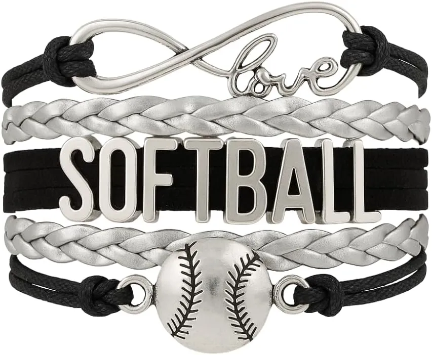 Infinity Charm Bracelet - Adjustable Softball Jewelry for Players, Teams and Coaches Gifts