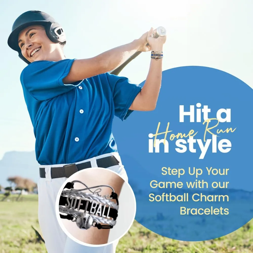 Infinity Charm Bracelet - Adjustable Softball Jewelry for Players, Teams and Coaches Gifts