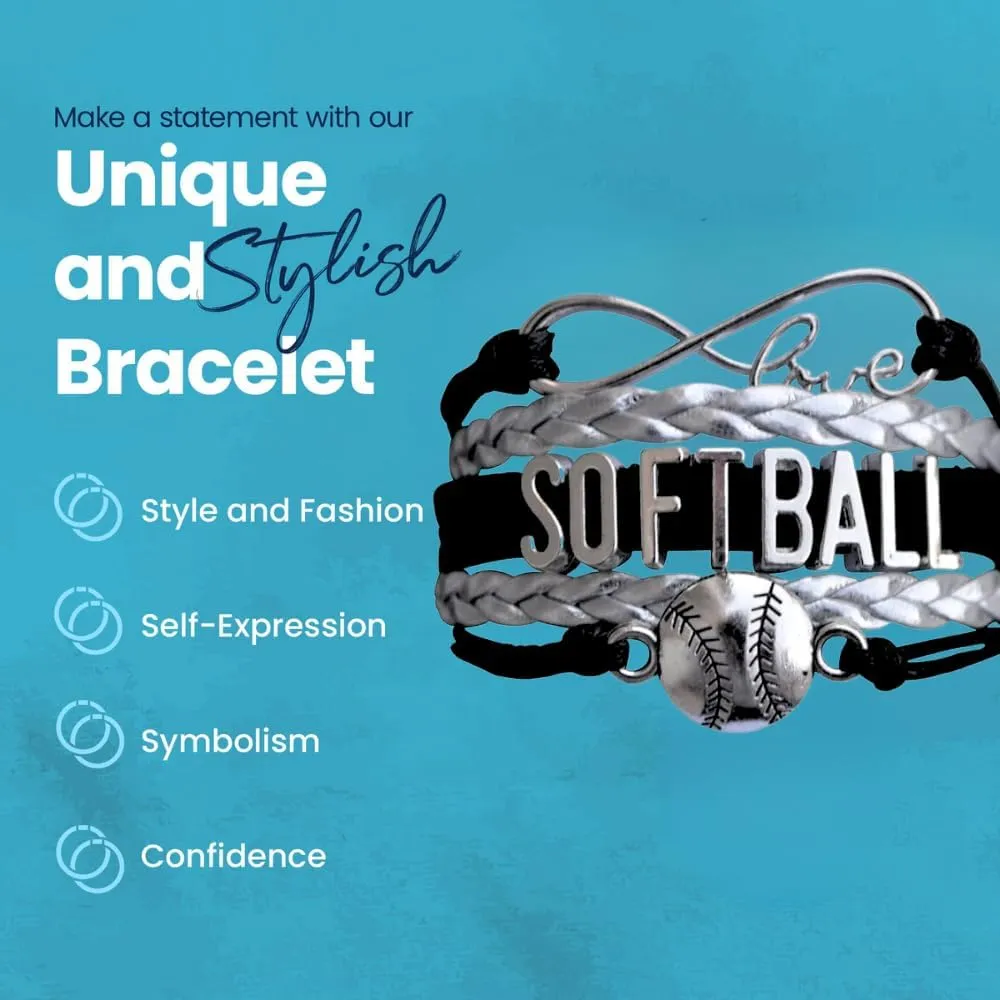 Infinity Charm Bracelet - Adjustable Softball Jewelry for Players, Teams and Coaches Gifts