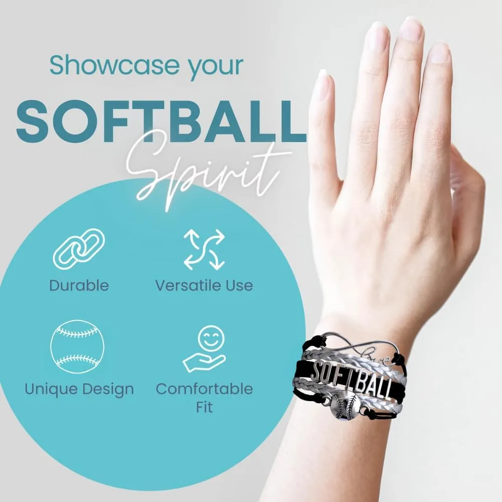 Infinity Charm Bracelet - Adjustable Softball Jewelry for Players, Teams and Coaches Gifts
