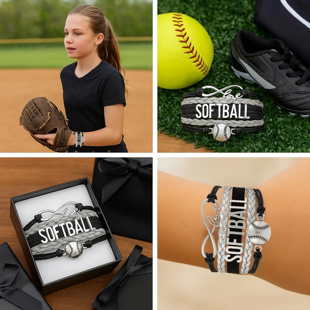 Infinity Charm Bracelet - Adjustable Softball Jewelry for Players, Teams and Coaches Gifts