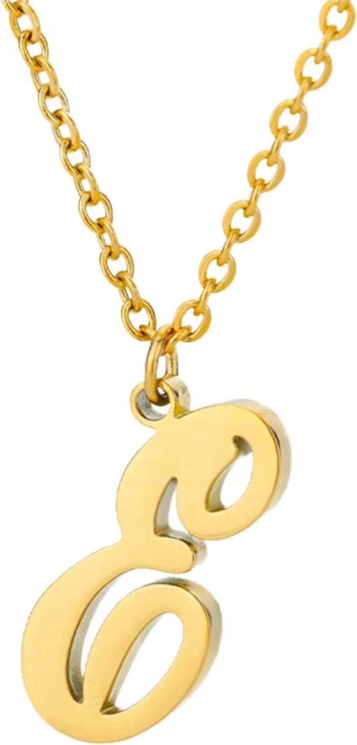Initial Pendant Necklace for Women Stylish Minimalist Design Clavicle Chain Anniversary Necklaces Lady (E, One Size)