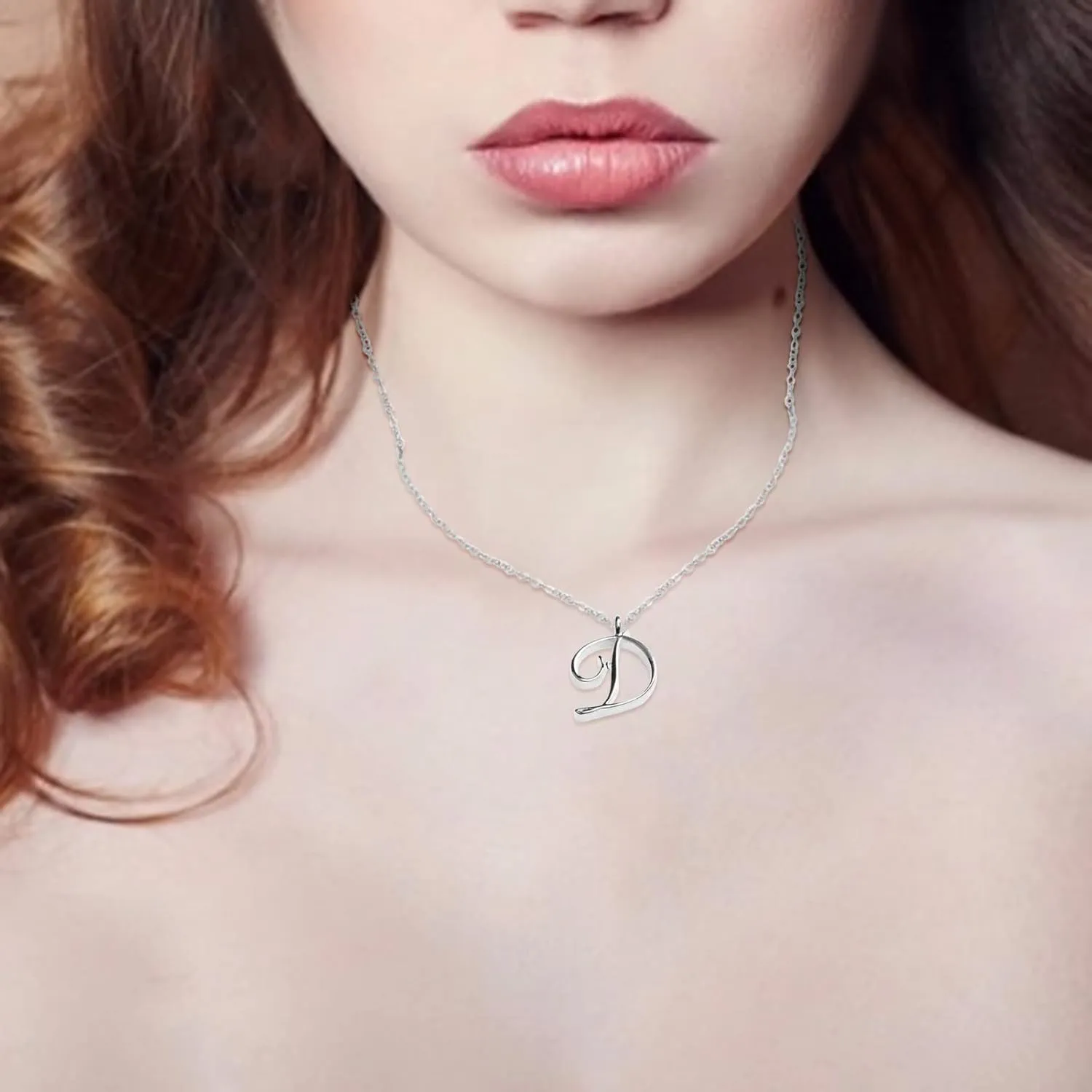 Initial Pendant Necklaces for Lady 26 Letters Trendy Chain Necklace Simple Alphabet Choker Necklace Fashion (D, One Size)