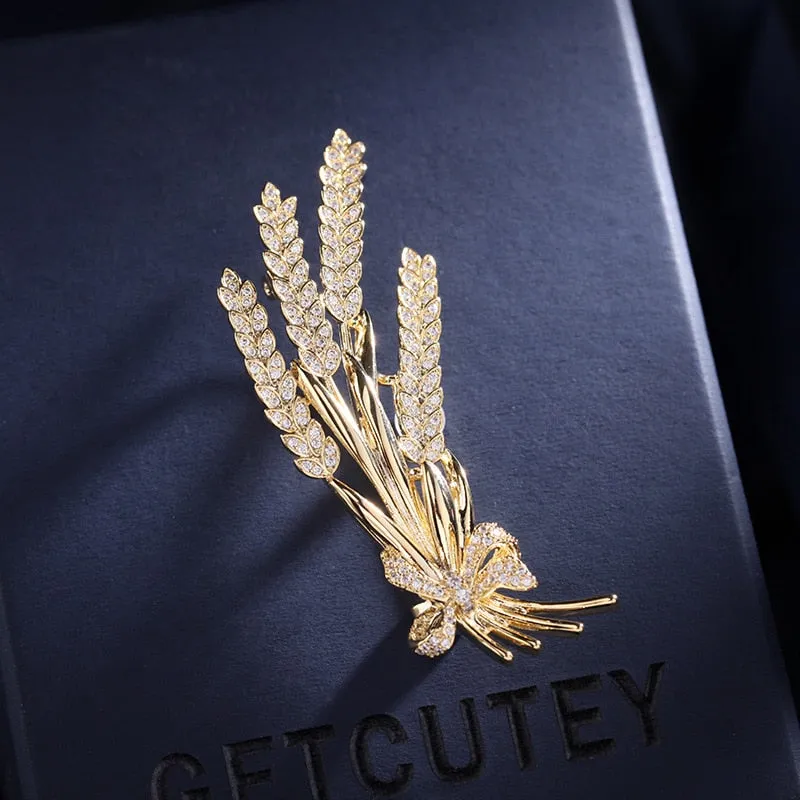 Inlaid Cubic Zirconia Bow Tassel Copper Brooch Women