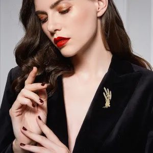 Inlaid Cubic Zirconia Bow Tassel Copper Brooch Women