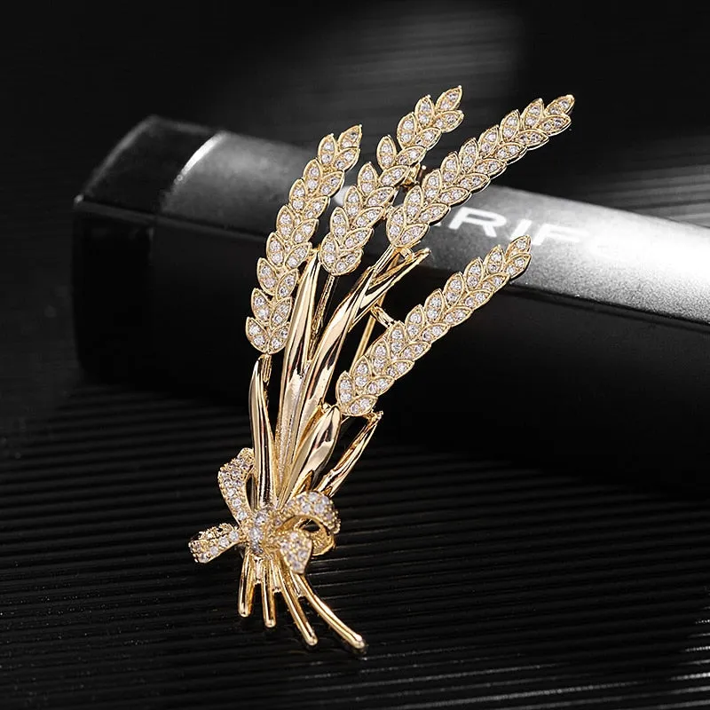 Inlaid Cubic Zirconia Bow Tassel Copper Brooch Women