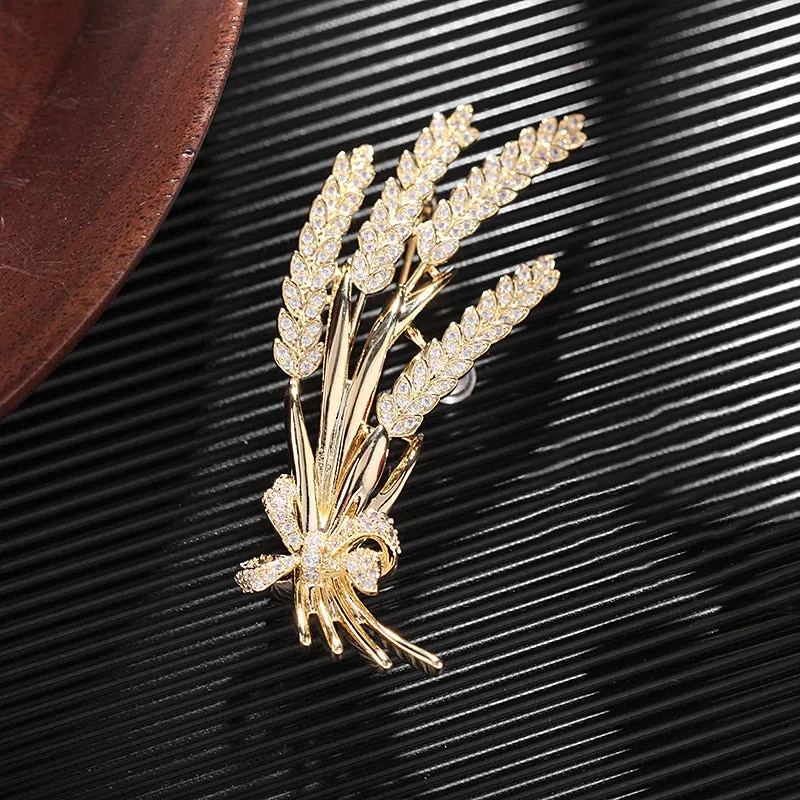 Inlaid Cubic Zirconia Bow Tassel Copper Brooch Women