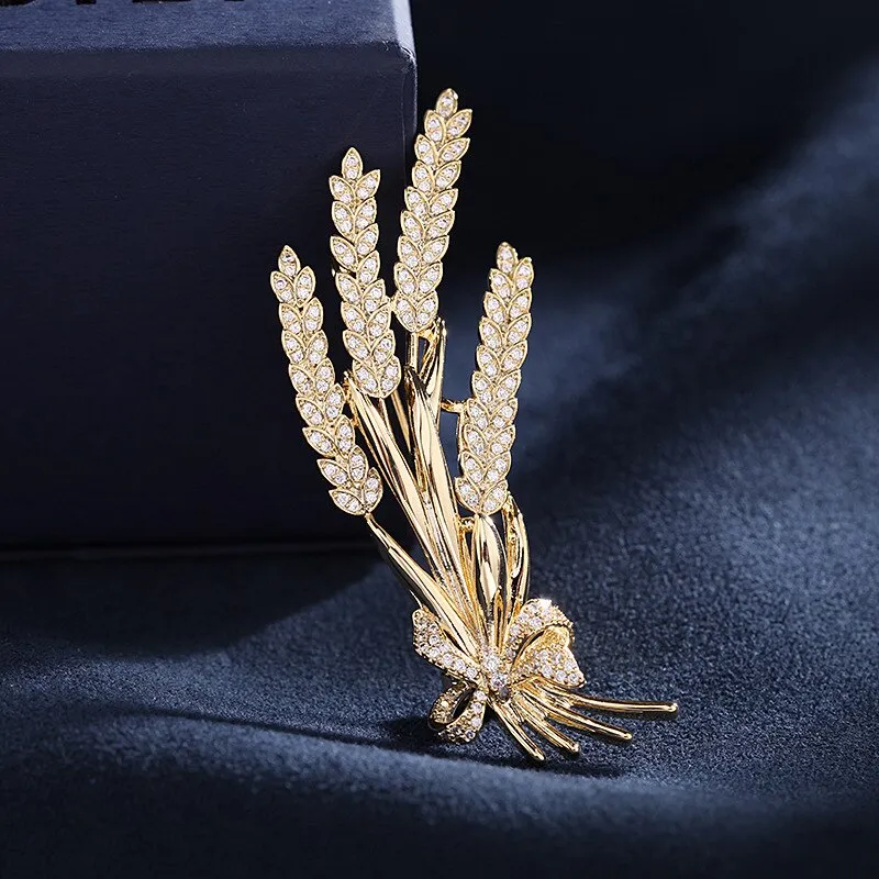 Inlaid Cubic Zirconia Bow Tassel Copper Brooch Women