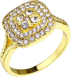 Inlaid Zircon Bridal Rings for Women Square Cut Rhinestone Engagement Rings Minimalist Proposal Rings Elegant (Gold, 7)
