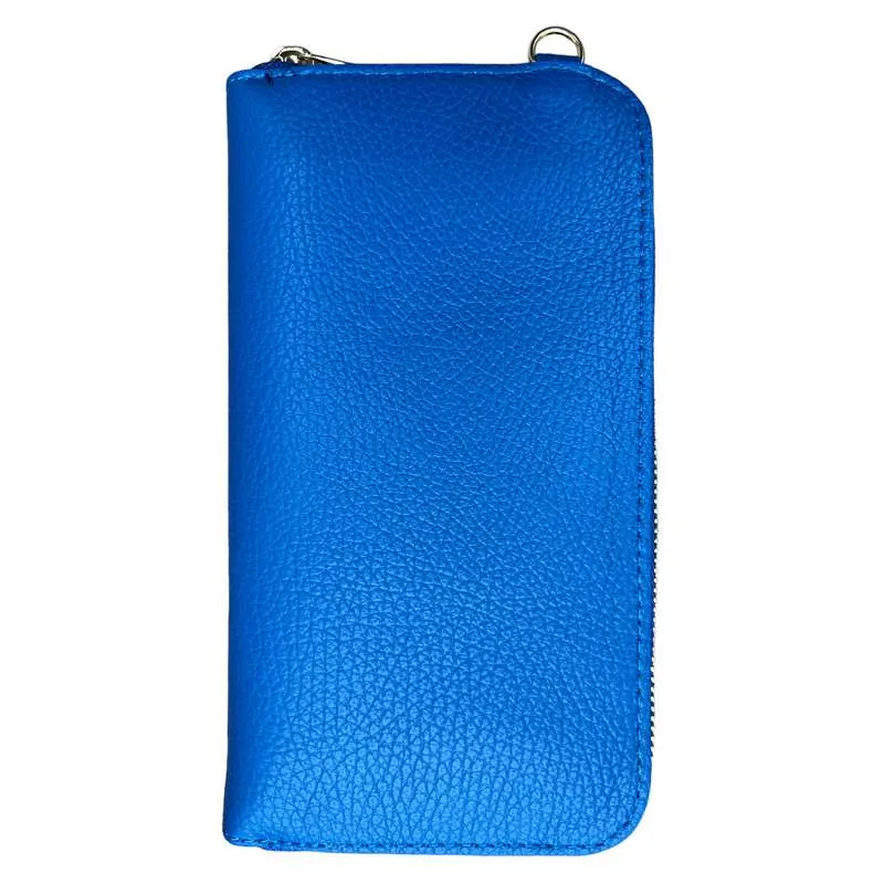 Italian Leather Cross-Body Purse Royal Blue