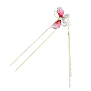 Jade Flower Pearl Jade Pink Flower Clip Retro Girl dress Red