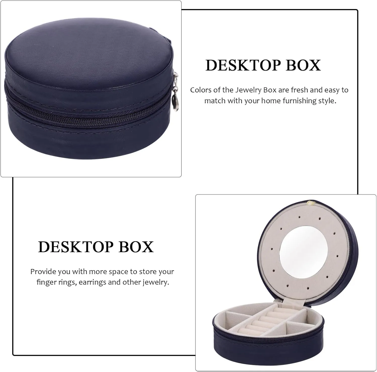 Jewellery Box Organiser Travel Jewelry Organizer Leather Jewellery Storage Case with Mirror Girls Women for Rings Earrings Necklace Bracelets Blue