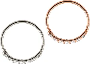 Jewelry Avalanche 925 Sterling Silver Nose Ring, 22G Nostril Hoop Ring, Helix Earring, Cartilage Earring, 6mm-9mm Inside Diameter, Prong set 7-CZ Accented