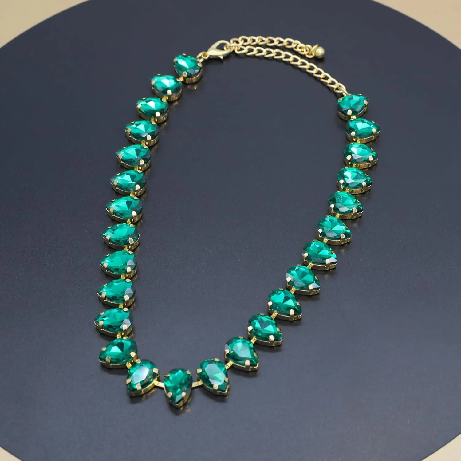 JNF Chunky Colorful Crystal Rhinestone Choker Collar Necklace for Women Twisted 3 Strand Statement Necklace Trendy Sparkly Gold Neck Chain Wedding Bridal Jewelry