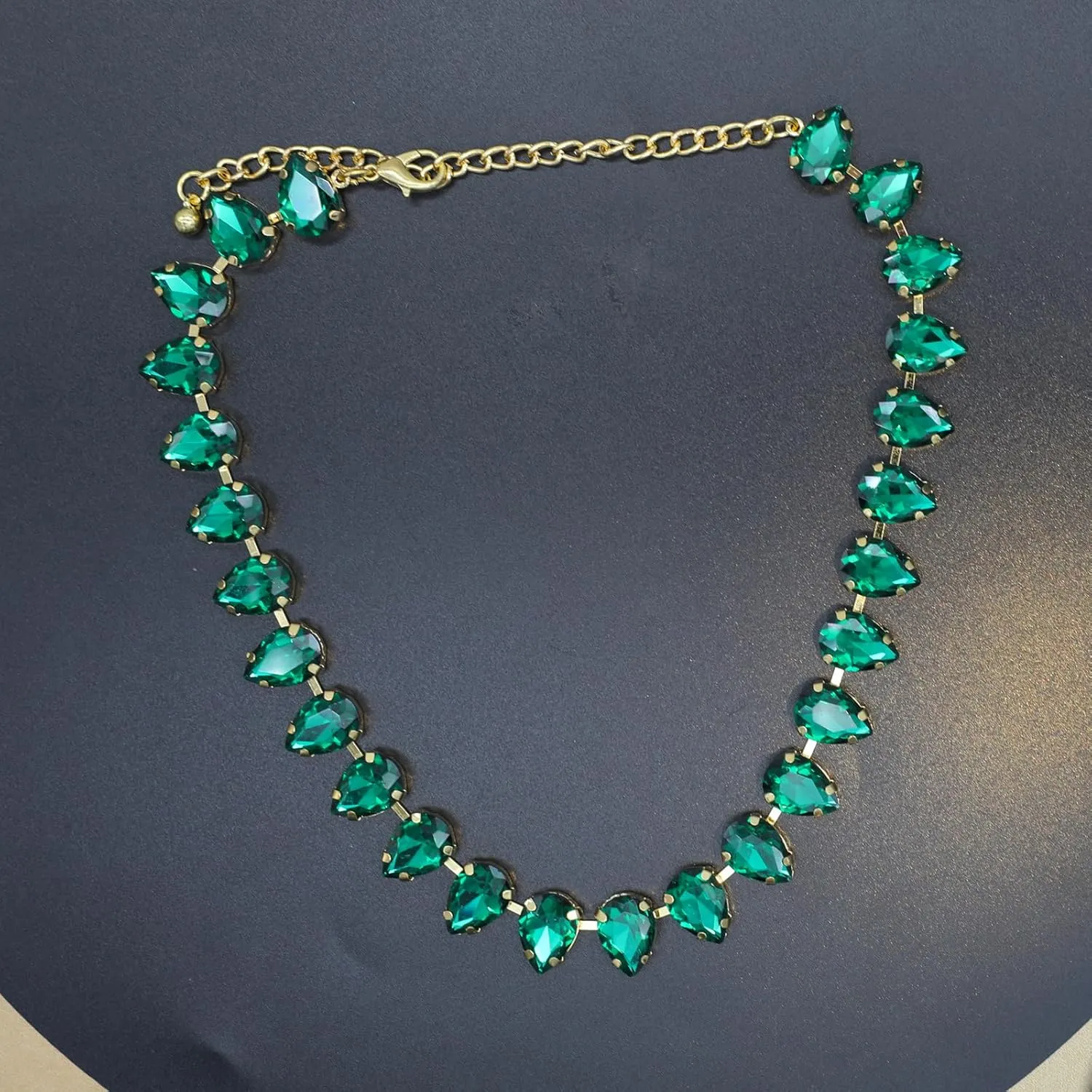 JNF Chunky Colorful Crystal Rhinestone Choker Collar Necklace for Women Twisted 3 Strand Statement Necklace Trendy Sparkly Gold Neck Chain Wedding Bridal Jewelry