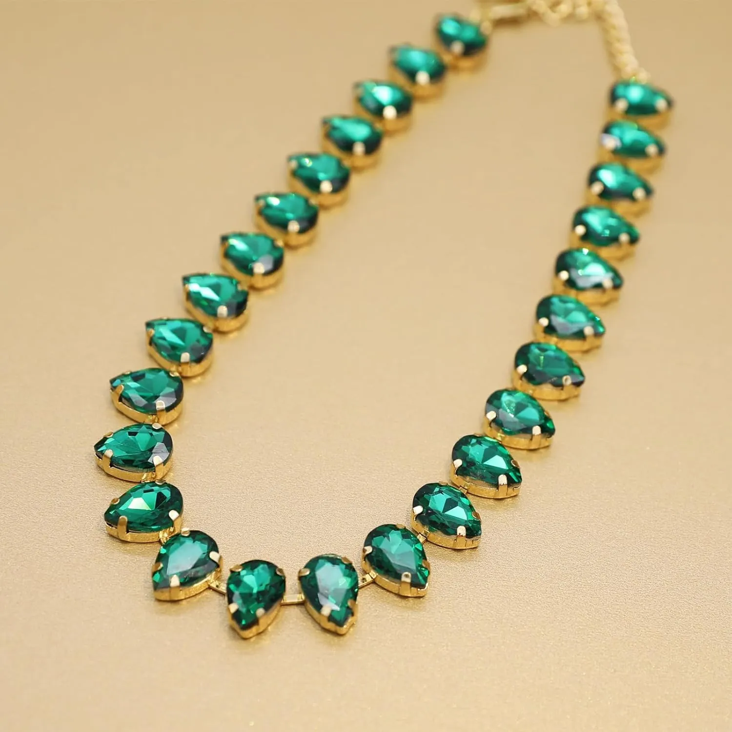 JNF Chunky Colorful Crystal Rhinestone Choker Collar Necklace for Women Twisted 3 Strand Statement Necklace Trendy Sparkly Gold Neck Chain Wedding Bridal Jewelry