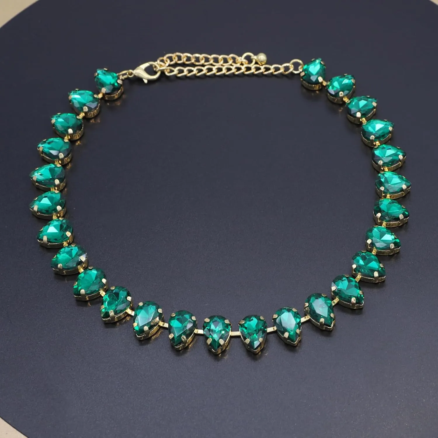 JNF Chunky Colorful Crystal Rhinestone Choker Collar Necklace for Women Twisted 3 Strand Statement Necklace Trendy Sparkly Gold Neck Chain Wedding Bridal Jewelry