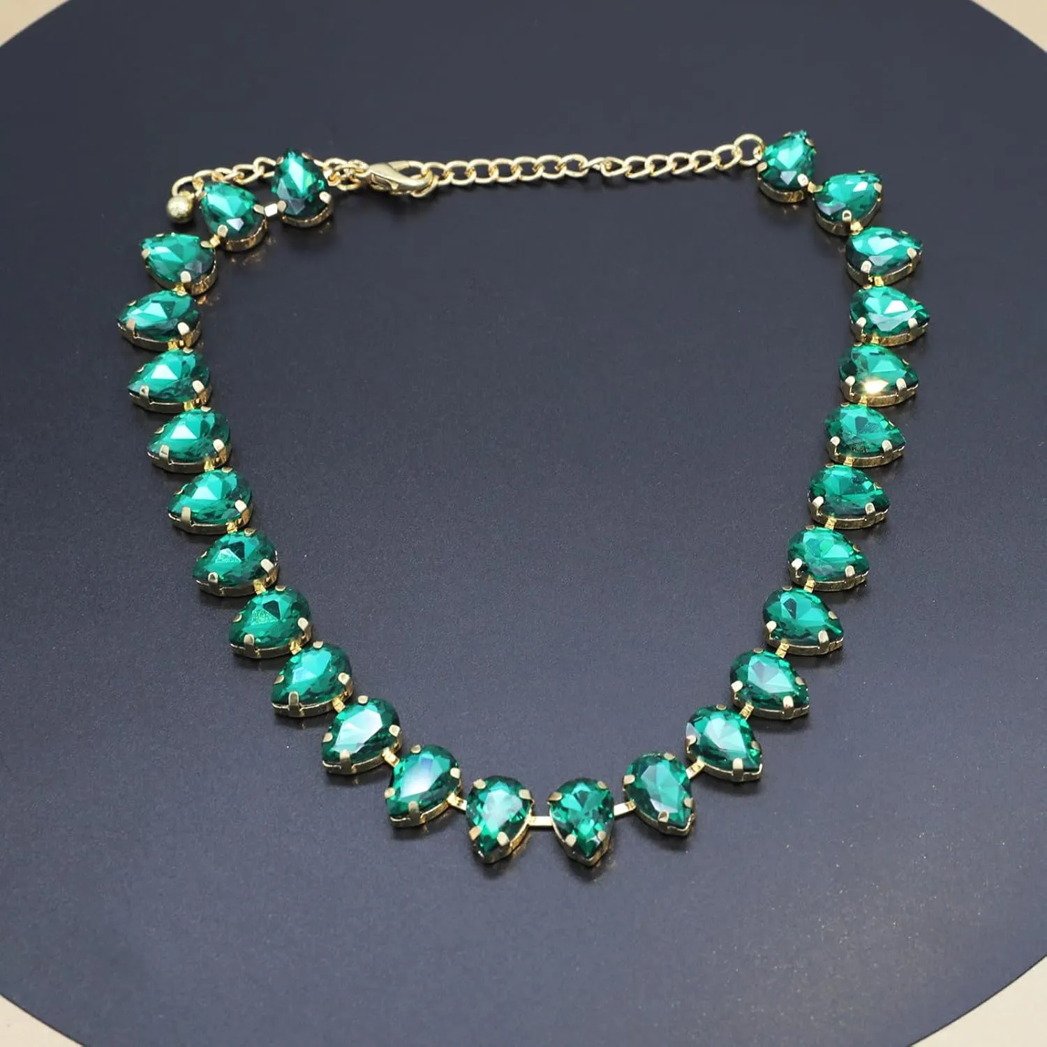 JNF Chunky Colorful Crystal Rhinestone Choker Collar Necklace for Women Twisted 3 Strand Statement Necklace Trendy Sparkly Gold Neck Chain Wedding Bridal Jewelry