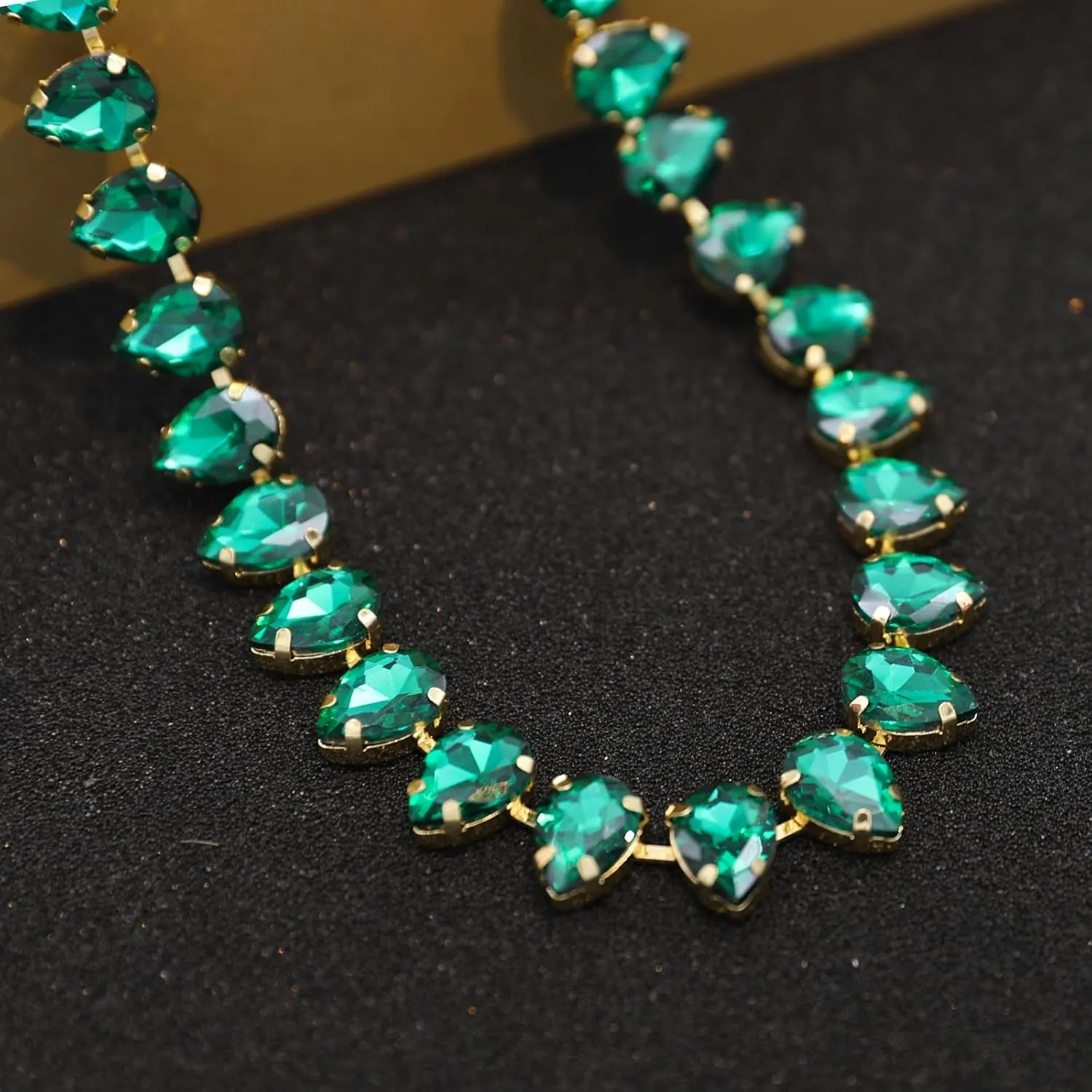 JNF Chunky Colorful Crystal Rhinestone Choker Collar Necklace for Women Twisted 3 Strand Statement Necklace Trendy Sparkly Gold Neck Chain Wedding Bridal Jewelry